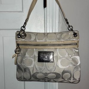 Coach  Poppy handbag. White off white and silver